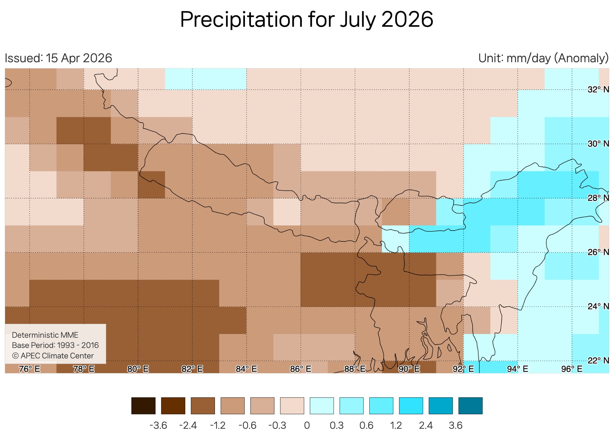 July precipitation forecast map